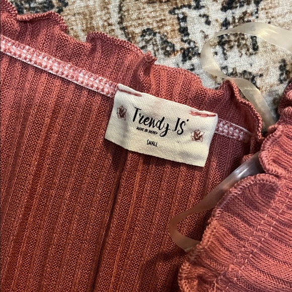 Rust Off-Shoulder Buttoned Top - Picture 3 of 3